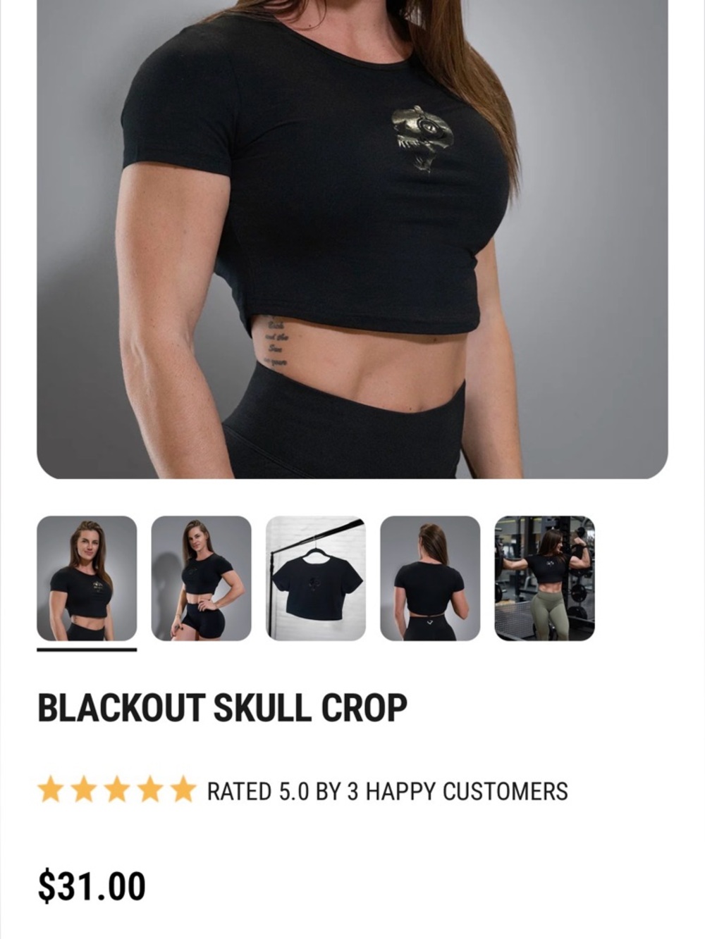 Blackout Skull Crop Top - Black